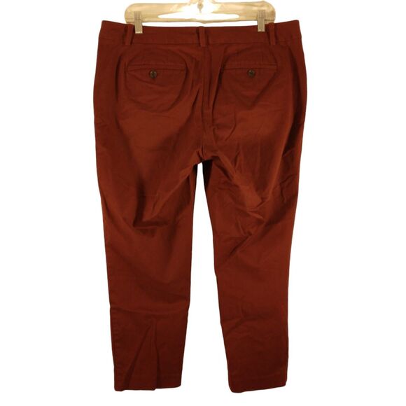 Eddie Bauer dress pants womens 14 36x24 burgundy red flat front stretch crop - Picture 2 of 9